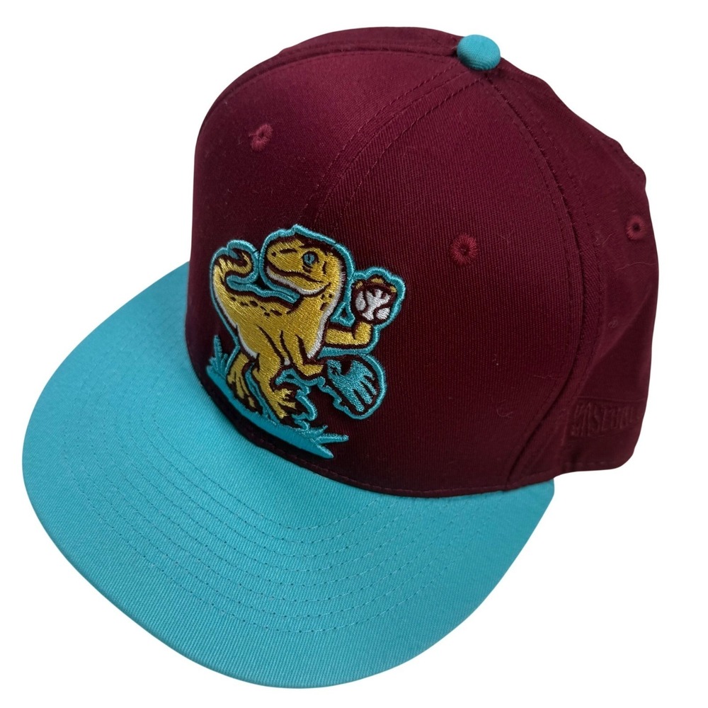 Baseballism Farm Ball Cap 8 Fitted Hat Maroon Teal Dinosaur Baseball Size 7 1/4